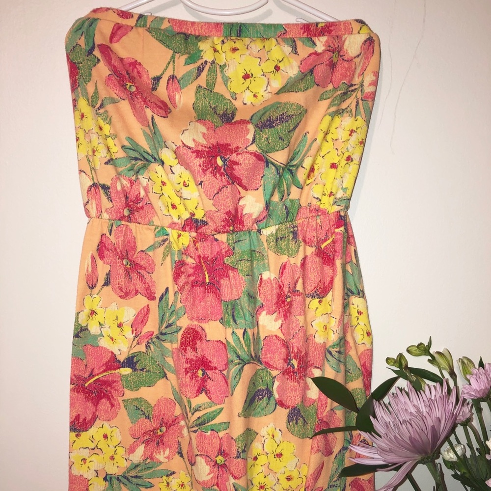 Target Sleeveless Tube Dress Yellow Floral S